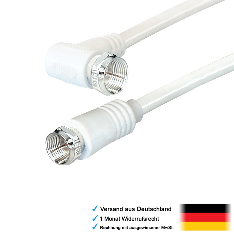 5m SAT Kabel F Stecker mit 90 Grad Winkel abgewinkelt für Satellit LNB